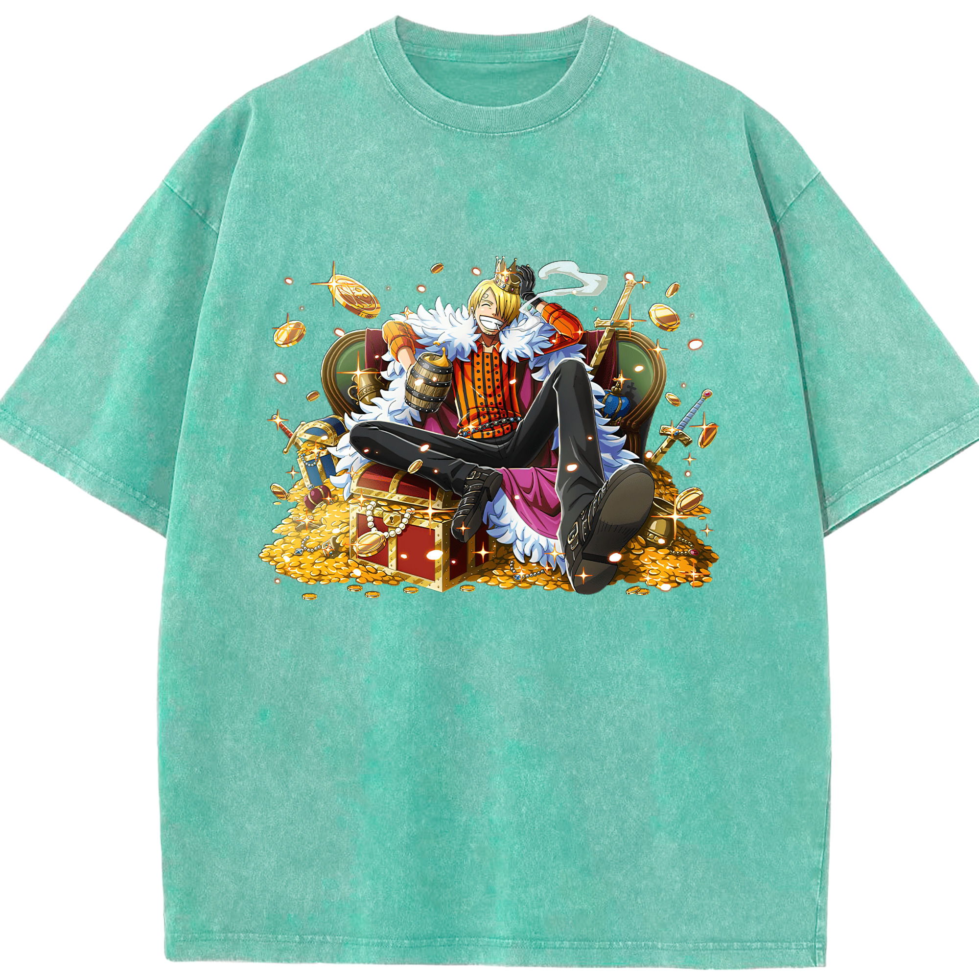 （画像用） ワンピース サンジ ONE PIECE Sanji 綿100% ヴィンテージ風 半袖Tシャツ（フロントプリント）